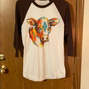 Watercolor Cow Baseball Tee